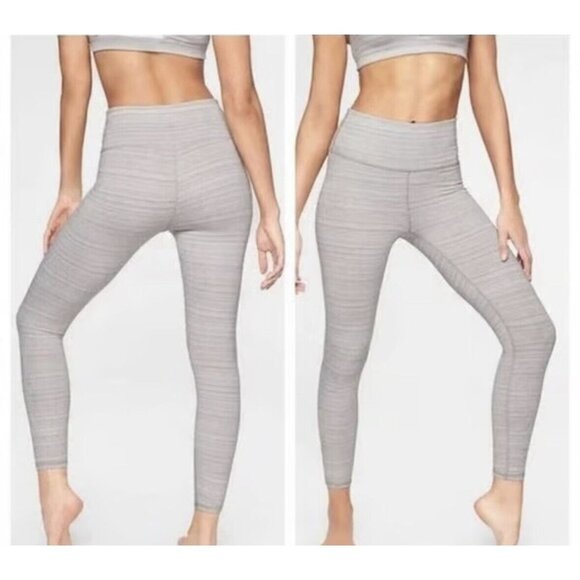 Athleta Jacquard Chaturanga Tight Leggings Small Light Tan‎ White Textured - Picture 1 of 9